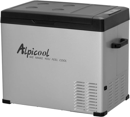 C50 Portable Refrigerator 53 Quart(50 Liter) 12 Volt Car Freezer for Vehicle. Truck. RV. Boat. Mini Fridge Freezer for Travel. Outdoor. Home -12/24V DC and 110-240V AC (Black and Silver)
