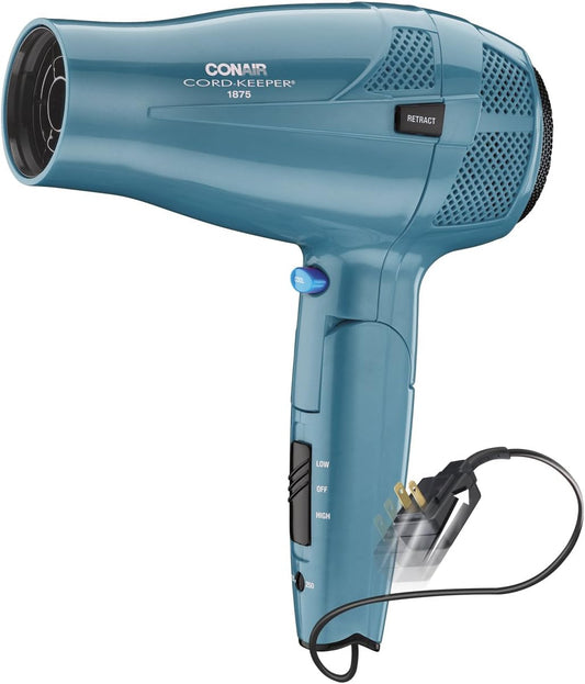 Hair Dryer with Folding Handle and Retractable Cord. 1875W Travel Hair Dryer. Conair Blow Dryer