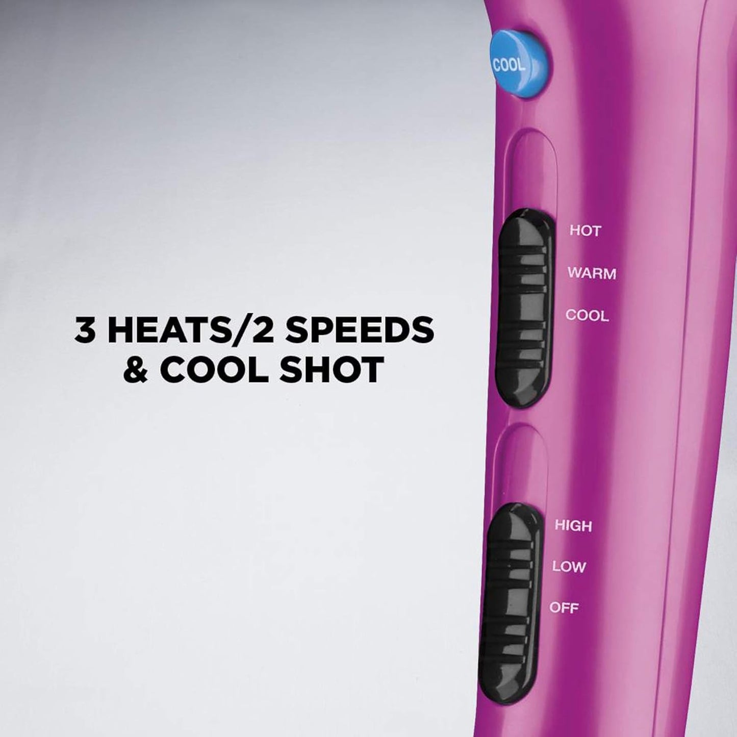 Hair Dryer with Retractable Cord. 1875W Cord-Keeper Blow Dryer.Pink