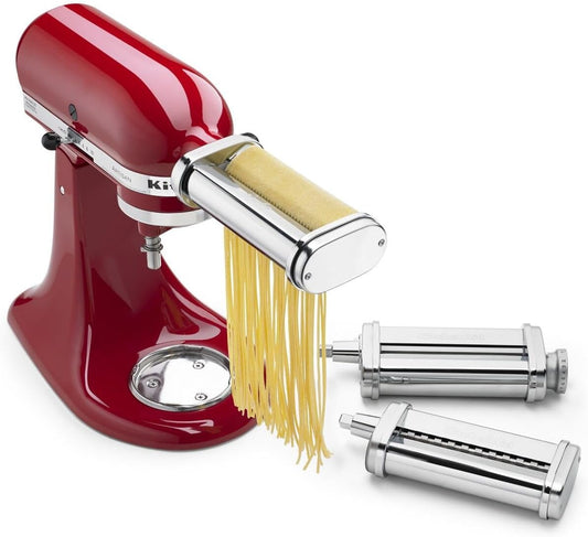 KSMPRA Stand Mixer Attachment Pasta Roller & Cutter. 3-Piece Set. Stainless Steel