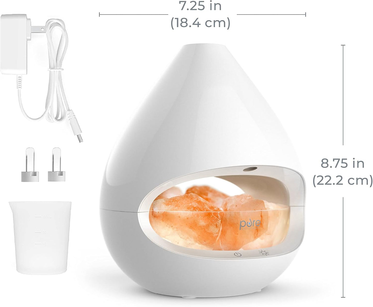 2-in-1 Himalayan Salt Lamp & Ultrasonic Essential Oil Diffuser. Original Salt Therapy Lamp. 100% Pure Himalayan Salt. Ambient Glow. 160 mL 16-Hour Tank (White)