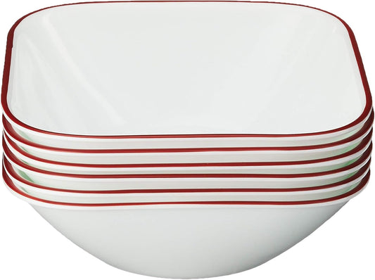 6-Piece (22-Oz) Cereal Soup Bowls. Triple Layer Glass and Chip Resistant. Lightweight Square Dinnerware Bowl Set. Splendor