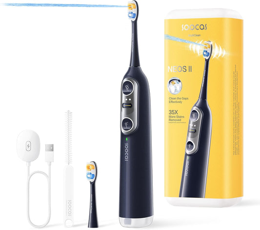 Electric Toothbrush with Water Flosser. Sonic Electric Toothbrush for Adults. Cordless Water Flosser for Travel. Portable Oral Irrigator. 100% Plaque Removal. Dark Violet