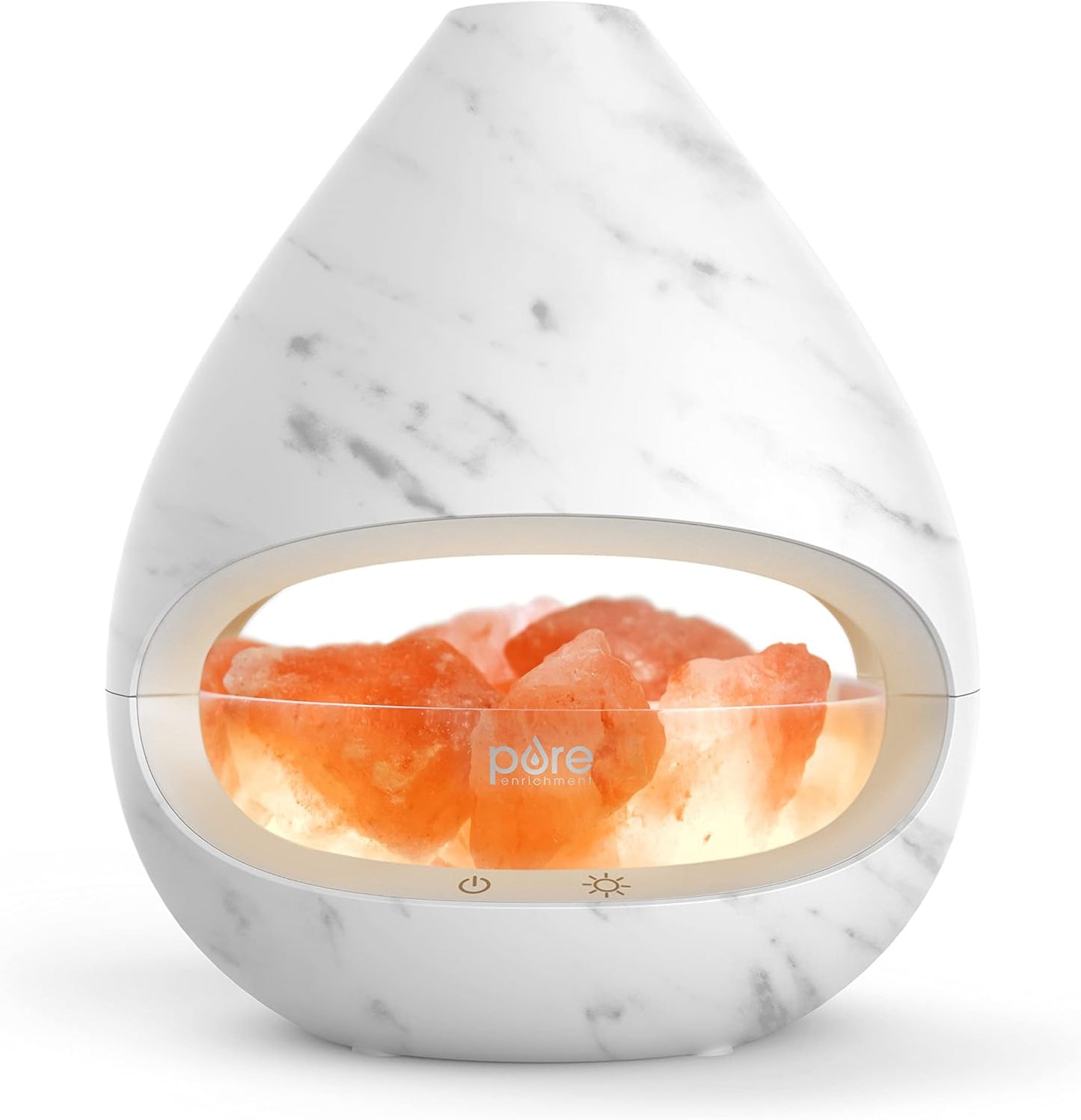2-in-1 Himalayan Salt Lamp & Ultrasonic Essential Oil Diffuser. Original Salt Therapy Lamp. 100% Pure Himalayan Salt. Ambient Glow. 160 mL 16-Hour Tank (White)
