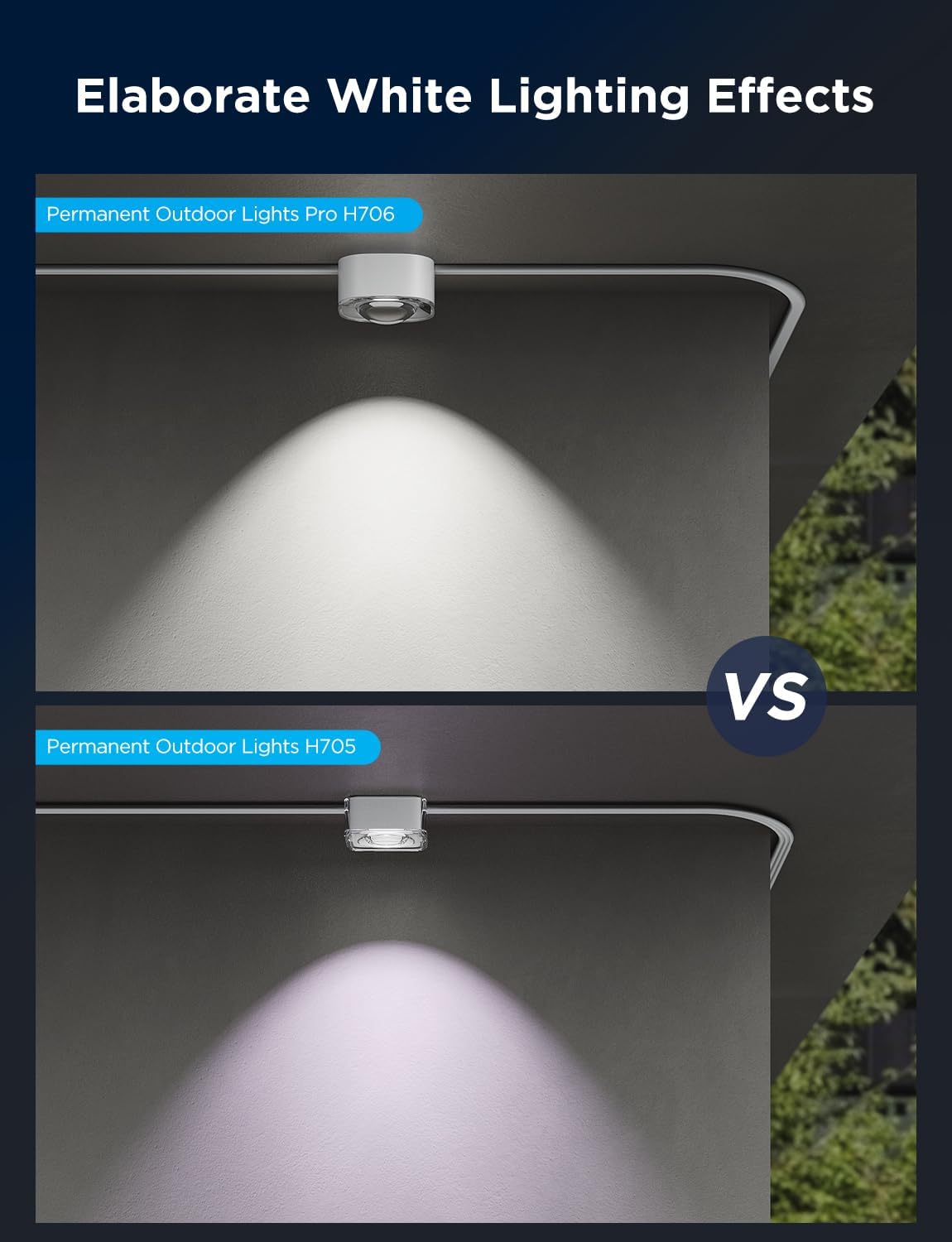 Permanent Outdoor Lights Pro. 200ft with 120 RGBIC LED Lights for Daily and Accent Lighting. 75 Scene Modes for Outdoor Decor. IP67 Waterproof. Works with Alexa. Google Assistant. Matter. White