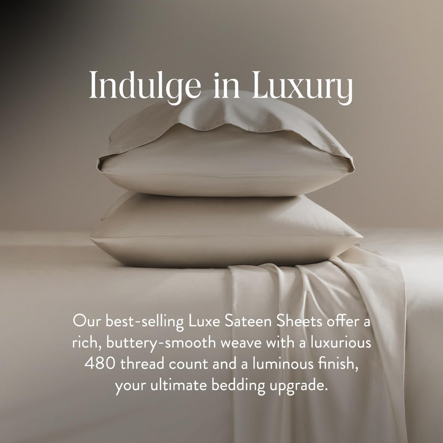 Luxury Sateen 4 Piece Queen Size Sheets Set in Pebble - 100% Cotton Sateen Sheets - 1 Fitted Sheet. 1 Flat Sheet. 2 Pillowcases - Best Luxury Sheets