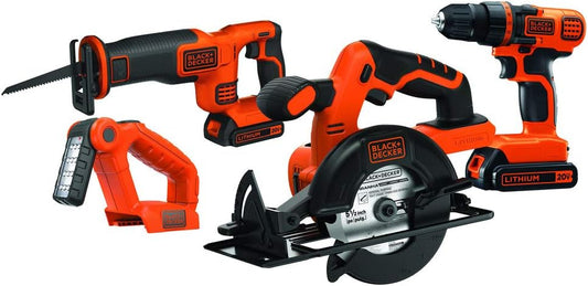 20V MAX Power Tool Combo Kit. 4-Tool Cordless Power Tool Set with 2 Batteries and Charger (BD4KITCDCRL)