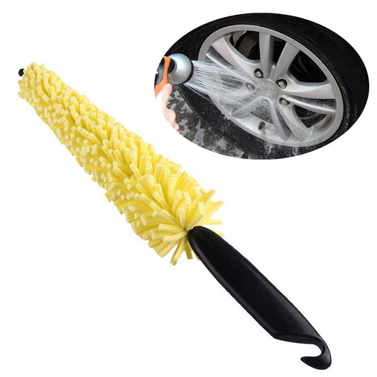 1X Yellow Sponge Car Auto Wheel Hub Brush Tire Tyre Rim Cleaner Tool Accessories