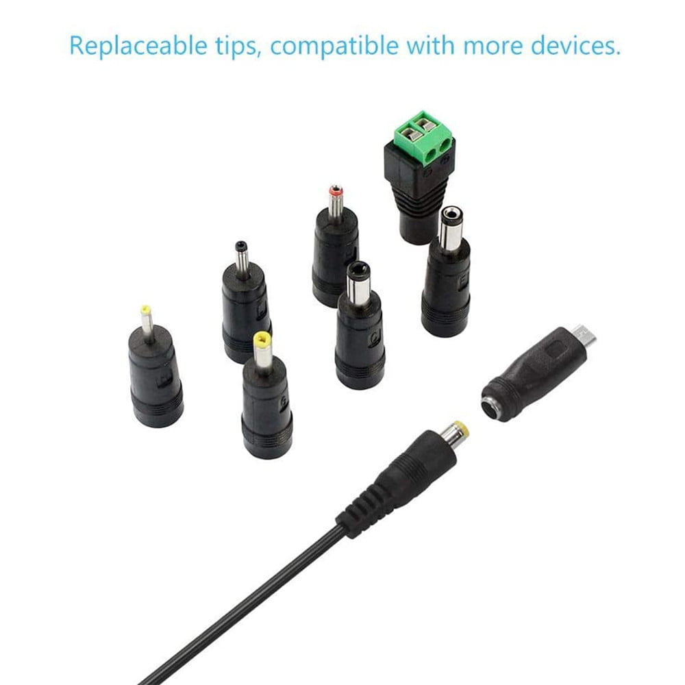 12W Universal AC/DC Adapter Switching Power Supply with 8 Selectable Adapter Tips, for 3V to 12V Household Electronics