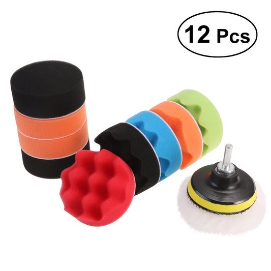 12 in 1 6 inch Polishing Pads Sponge & Woolen Polishing Waxing Buffing Pads Kit Auto Car with M14 Drill Adapter