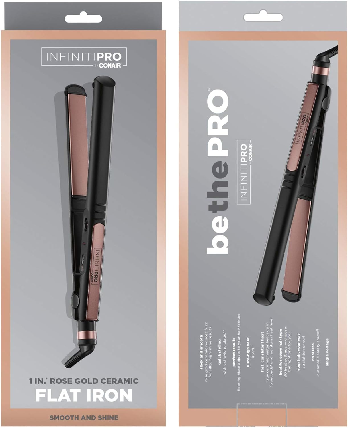 Rose Gold Ceramic Flat Iron. 1-inch
