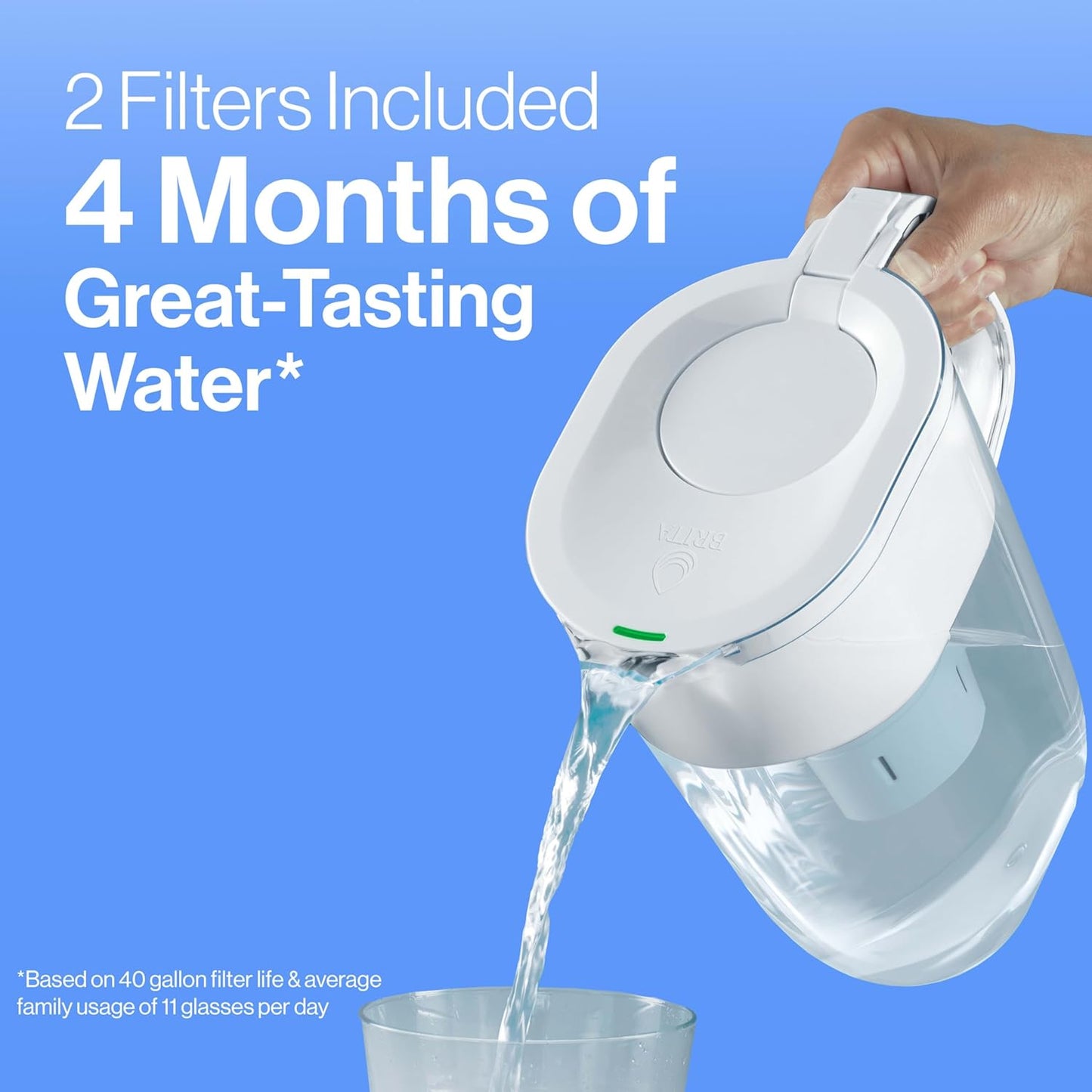 Standard Water Filter for Pitchers and Dispensers. BPA-Free. Replaces 1.800 Plastic Water Bottles a Year. Lasts Two Months or 40 Gallons. Includes 2 Filters
