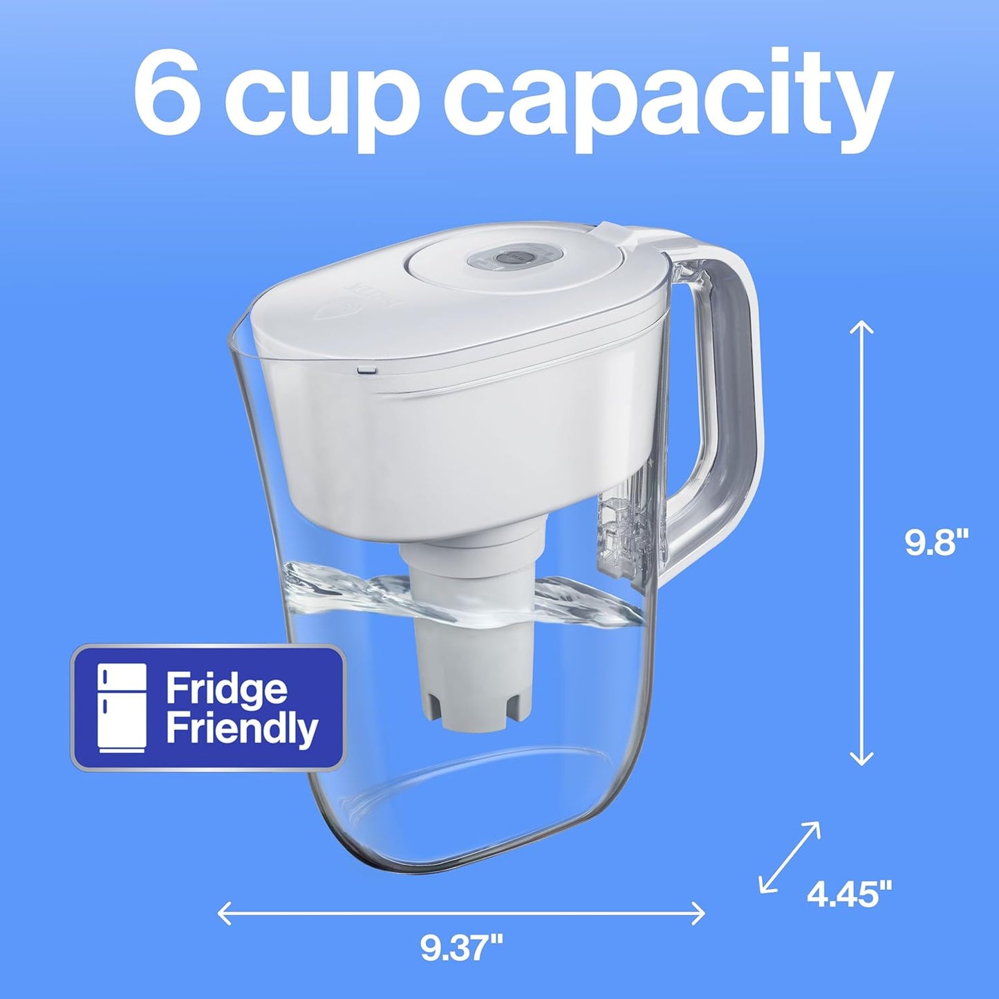 Metro Water Filter Pitcher with SmartLight Change Indicator. BPA-Free. Replaces 1.800 Plastic Water Bottles a Year. Lasts Two Months. Includes 1 Filter. Small - 6-Cup Capacity. White