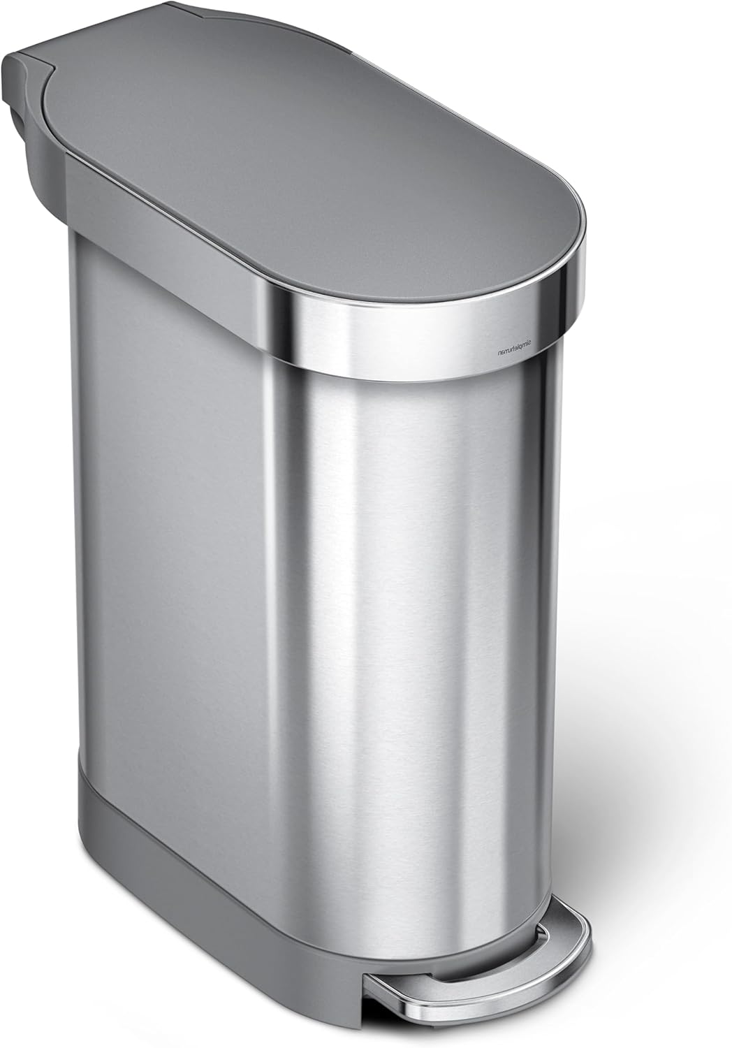 45 Liter / 12 Gallon Slim Hands-Free Kitchen Step Trash Can. Brushed Stainless Steel