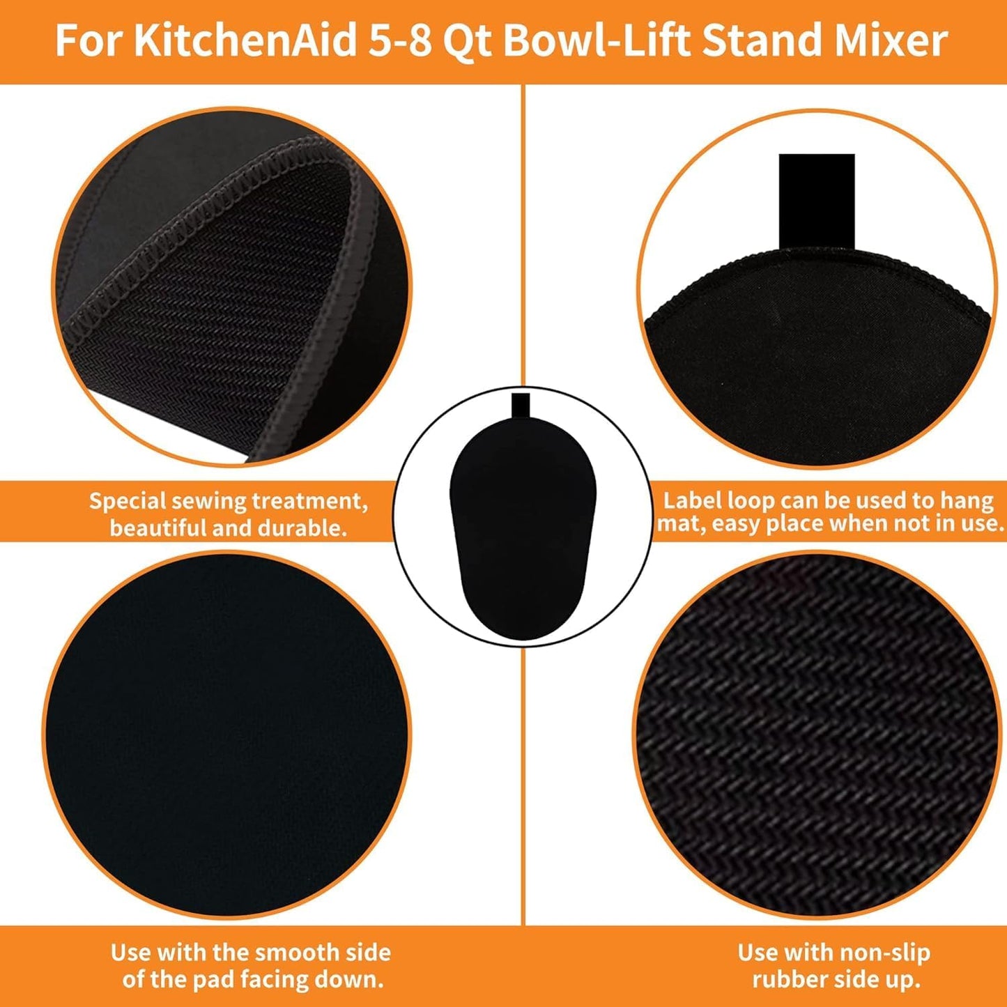Sliding Mat for Mixer with 2 Black Kitchen Accessories. Mover Slider Mat Pad for 5-8 Qt Bowl-Lift Stand Mixer. Kitchen Appliance Slider Mat Compatible with Professional 600 Stand Mixer
