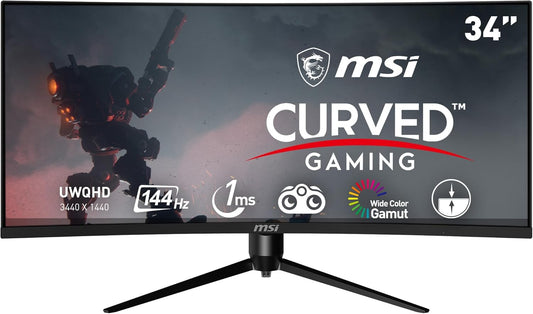 Optix MAG342CQR 1500R Curvature 21:9 Aspect Ratio Narrow Bezel 1ms 3440 x 1440 (UWQHD) 144Hz Refresh Rate Tilt/Swivel/Height/Pivot Adjustment 34 AMD Freesync Gaming Curved Monitor. Black