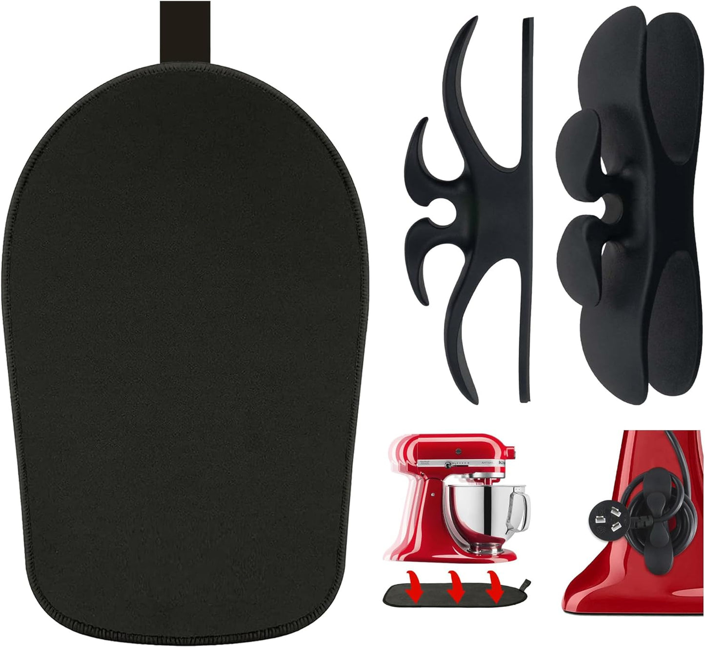Sliding Mat for Mixer with 2 Black Kitchen Accessories. Mover Slider Mat Pad for 5-8 Qt Bowl-Lift Stand Mixer. Kitchen Appliance Slider Mat Compatible with Professional 600 Stand Mixer