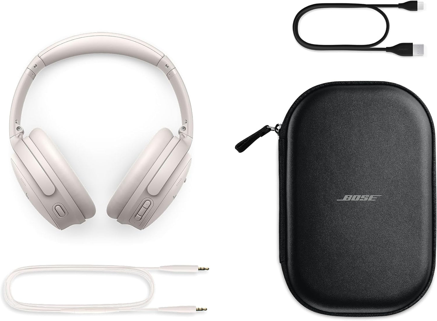 Bluetooth Headphones. Wireless Headphones with Active Over Ear Noise Cancelling and Mic. Deep Bass. Up to 24 Hours of Playtime. White Smoke