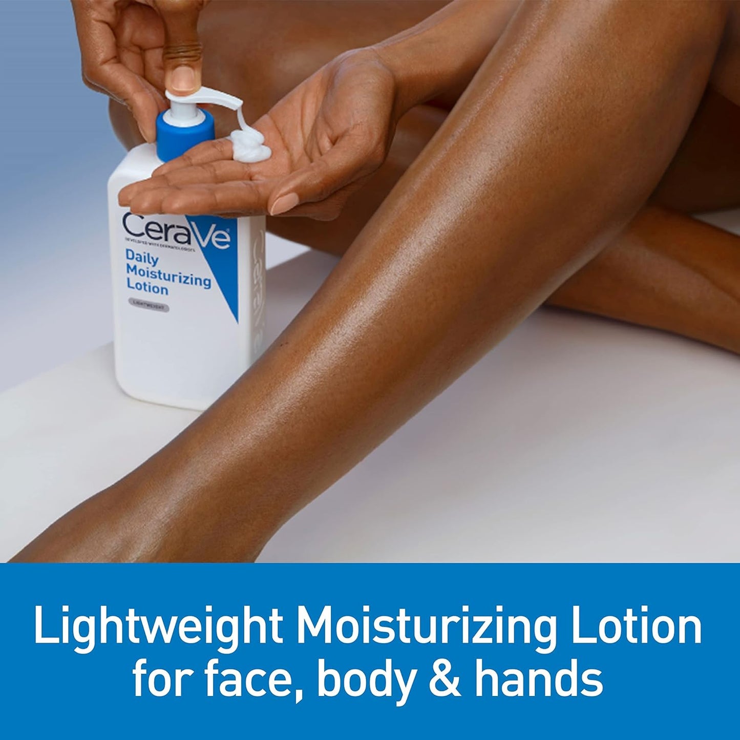 Daily Moisturizing Lotion for Dry Skin. Body Lotion & Face Moisturizer with Hyaluronic Acid and Ceramides. Daily Moisturizer. Fragrance Free. Oil-Free. 19 Ounce