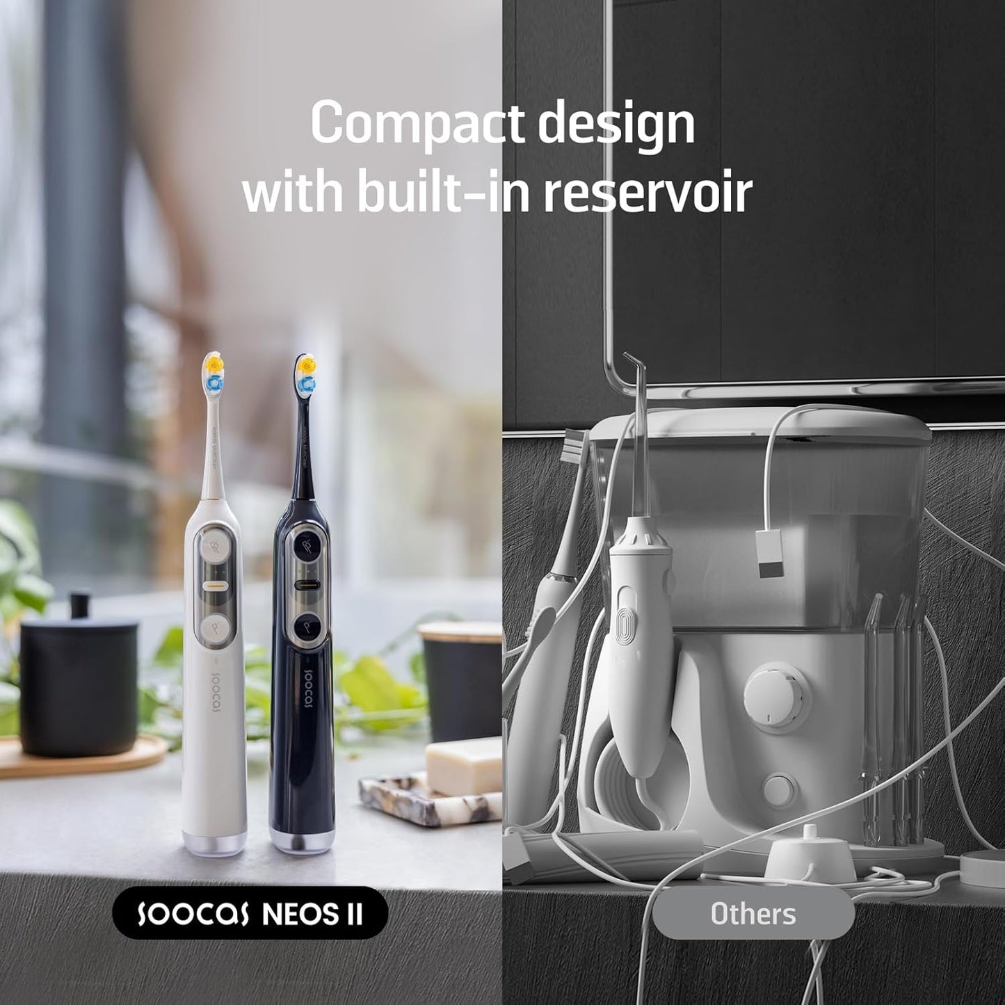 Electric Toothbrush with Water Flosser. Sonic Electric Toothbrush for Adults. Cordless Water Flosser for Travel. Portable Oral Irrigator. 100% Plaque Removal. Dark Violet