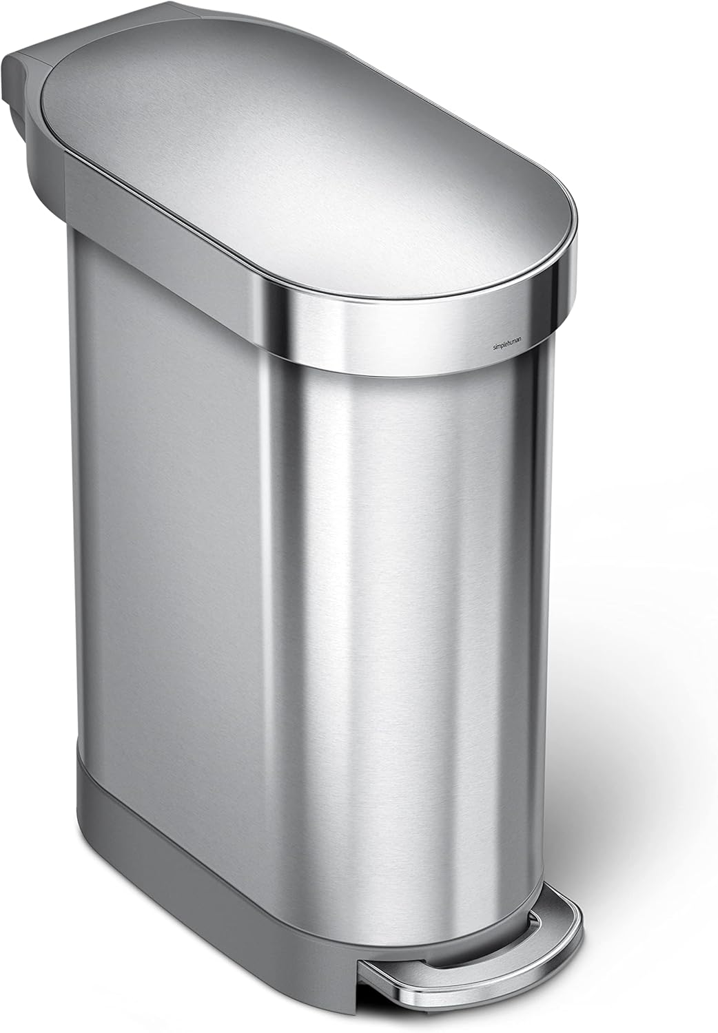 45 Liter / 12 Gallon Slim Hands-Free Kitchen Step Trash Can. Brushed Stainless Steel