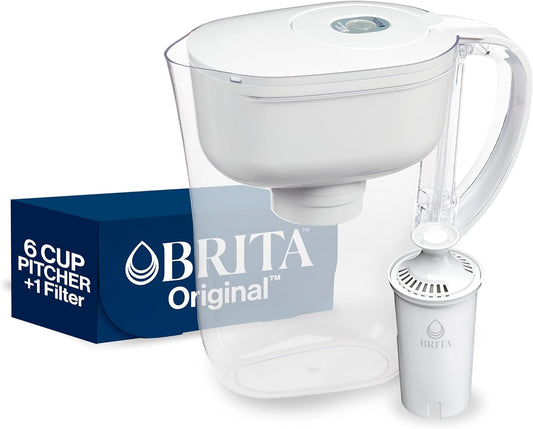 Metro Water Filter Pitcher with SmartLight Change Indicator. BPA-Free. Replaces 1.800 Plastic Water Bottles a Year. Lasts Two Months. Includes 1 Filter. Small - 6-Cup Capacity. White