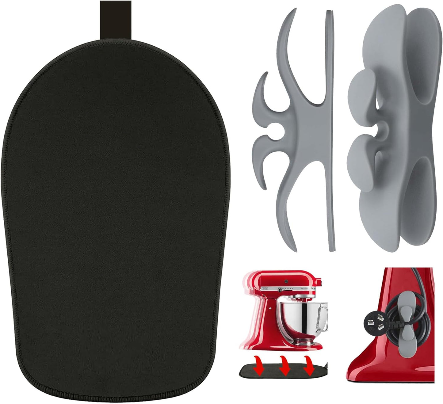 Sliding Mat for Mixer with 2 Black Kitchen Accessories. Mover Slider Mat Pad for 5-8 Qt Bowl-Lift Stand Mixer. Kitchen Appliance Slider Mat Compatible with Professional 600 Stand Mixer