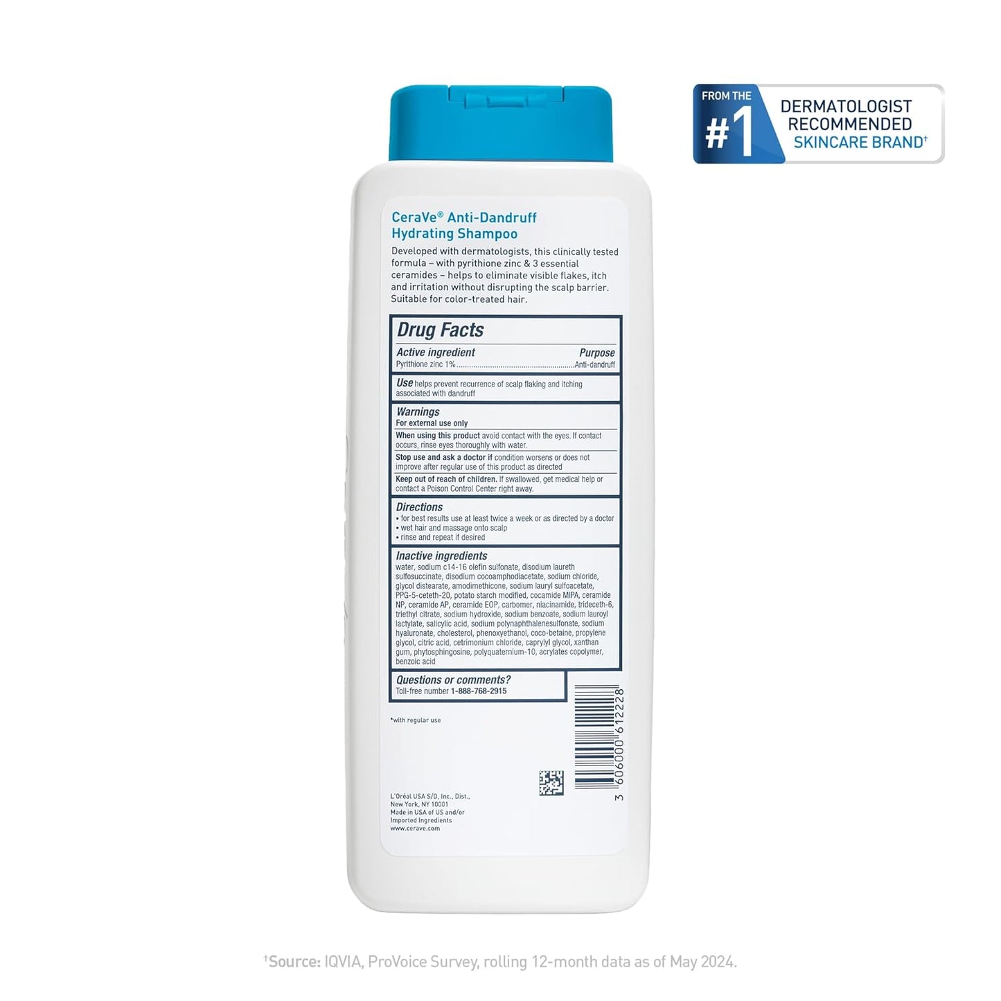 Hydrating Anti Dandruff Shampoo. 1% Pyrithione Zinc Dandruff Treatment With Ceramides. Niacinamide & Hyaluronic Acid. Helps Eliminate Flakes & Provides Itchy Scalp Relief. Sulfate Free. 12 Oz
