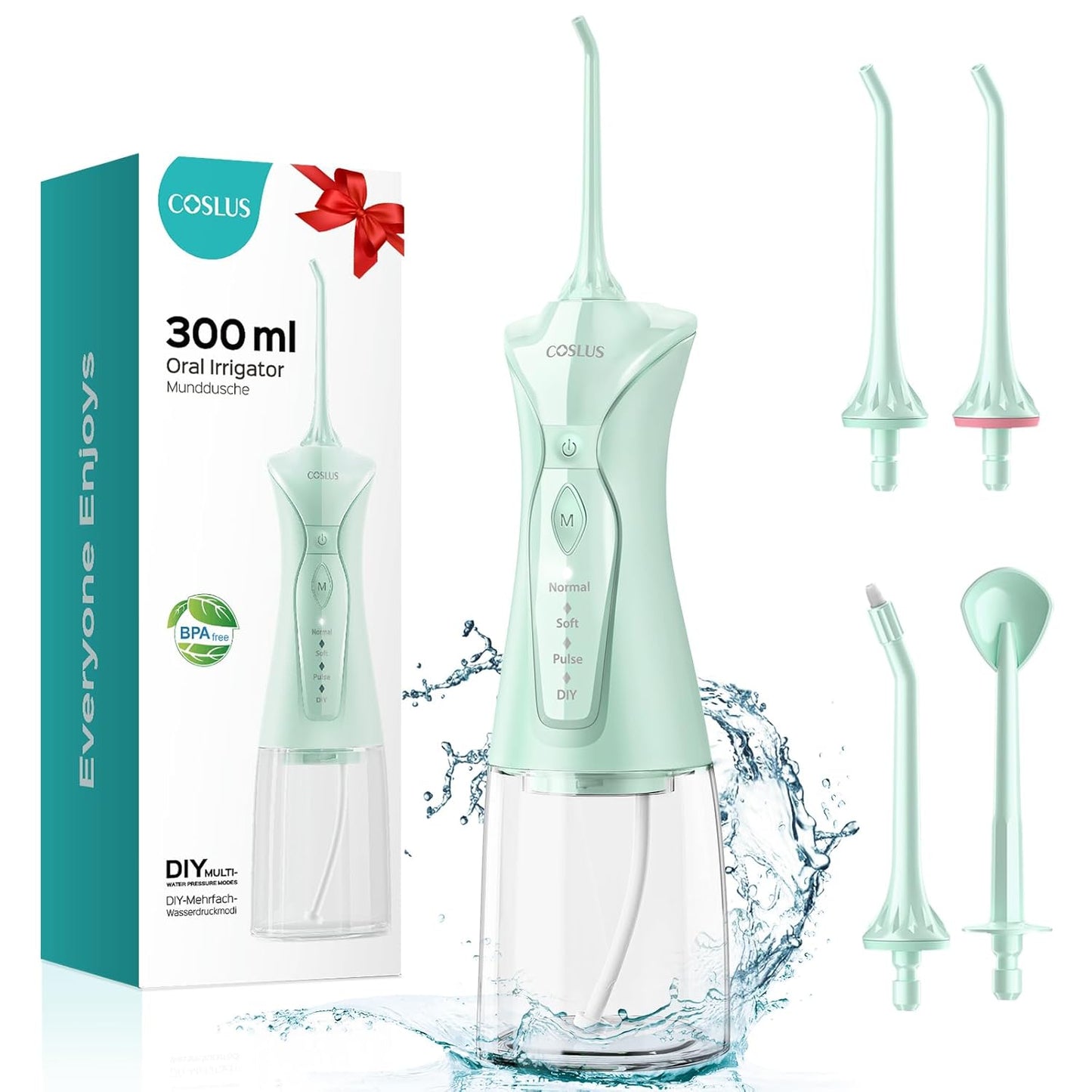 Water Dental Flosser Pick for Teeth: 4 Modes Cordless Portable 300ML Larger Tank Water Teeth Cleaner IPX7 Waterproof Flossing Cleaning Picks for Home Travel C30(FC5360)