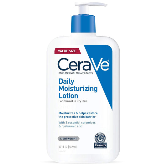 Daily Moisturizing Lotion for Dry Skin. Body Lotion & Face Moisturizer with Hyaluronic Acid and Ceramides. Daily Moisturizer. Fragrance Free. Oil-Free. 19 Ounce