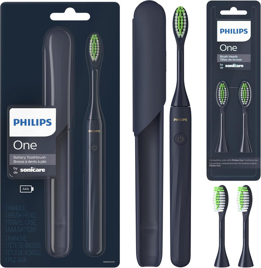 One by Sonicare Battery Toothbrush. Brush Head Bundle. Midnight Blue. BD1002/AZ