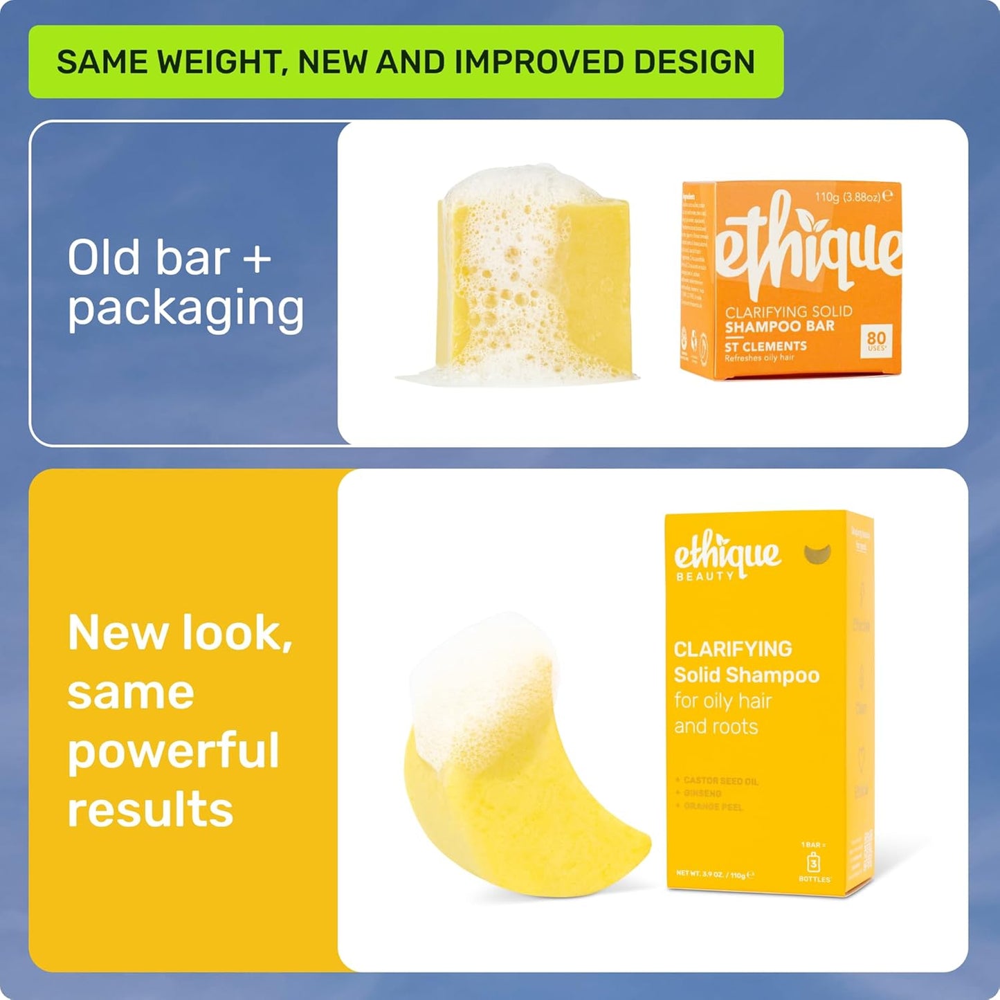 Clarifying Shampoo Bar for oily hair with Castor Oil - Plastic-Free. Vegan. Cruelty-Free. 3.88 oz