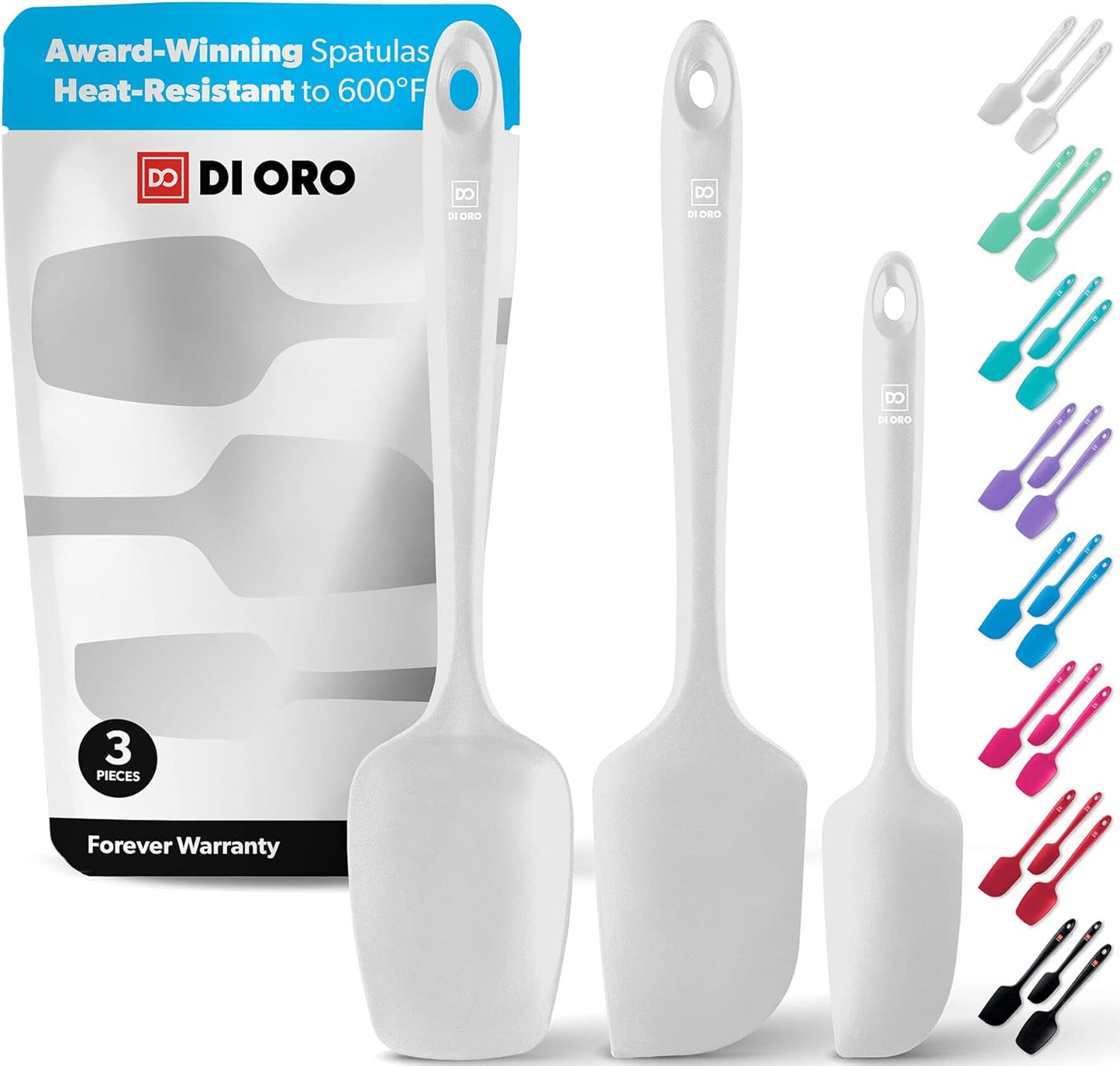 Silicone Spatula Set - Rubber Kitchen Spatulas for Baking. Cooking. & Mixing - 600°F Heat-Resistant & BPA Free Silicone Scraper Spatulas for Nonstick Cookware - Dishwasher Safe (3pc. Black)