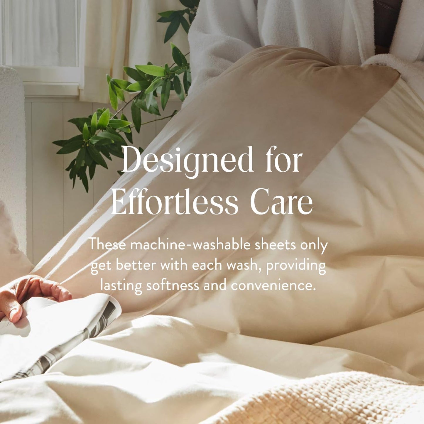 Luxury Sateen 4 Piece Queen Size Sheets Set in Pebble - 100% Cotton Sateen Sheets - 1 Fitted Sheet. 1 Flat Sheet. 2 Pillowcases - Best Luxury Sheets