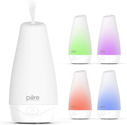 Essential Oil Diffuser - Compact Ultrasonic Aromatherapy Diffuser. Natural Air Deodorizer. 100ml Water Tank. and Optional Mood Light - Lasts Up to 7 Hours with Auto Shut-Off