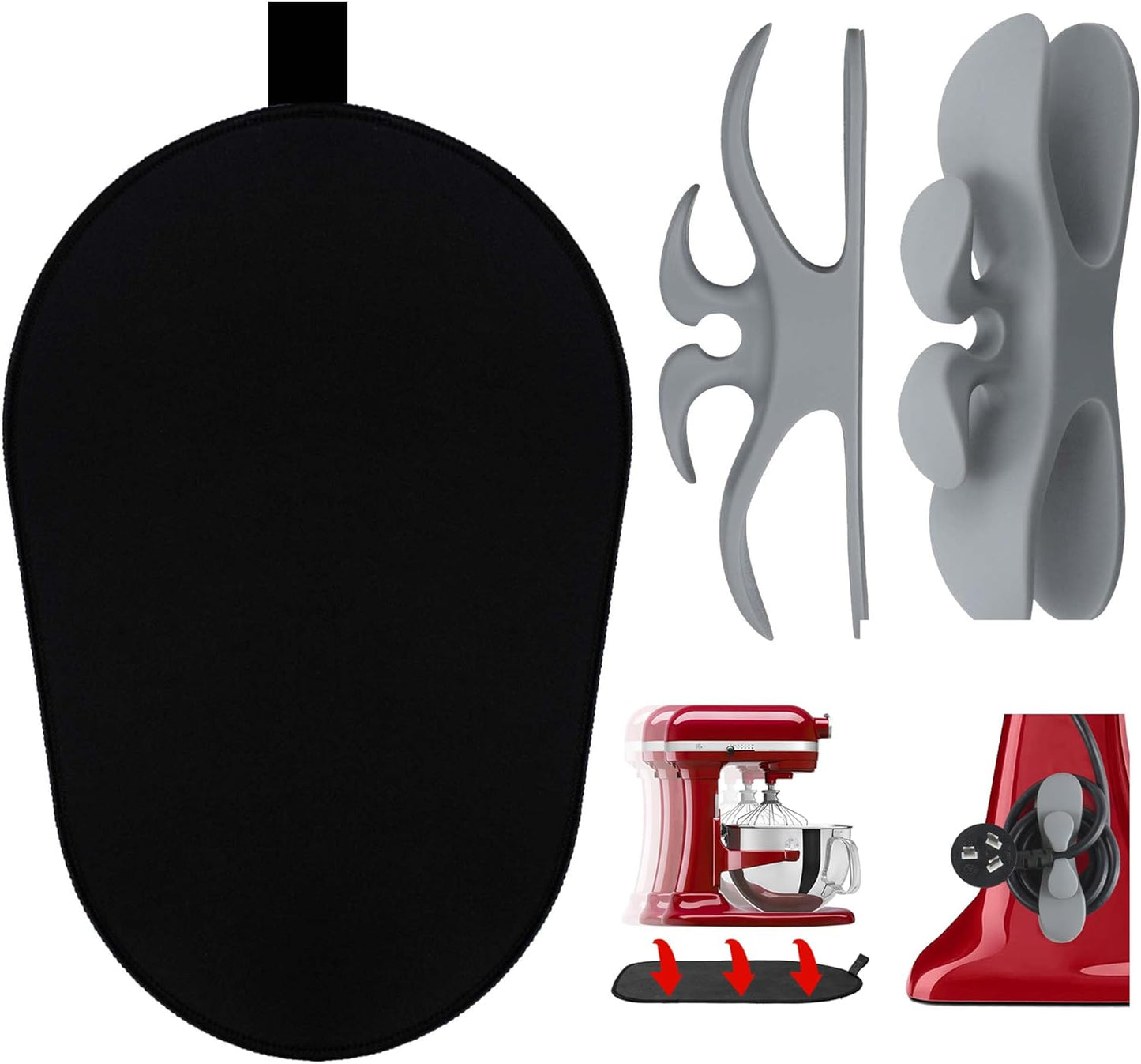 Sliding Mat for Mixer with 2 Black Kitchen Accessories. Mover Slider Mat Pad for 5-8 Qt Bowl-Lift Stand Mixer. Kitchen Appliance Slider Mat Compatible with Professional 600 Stand Mixer