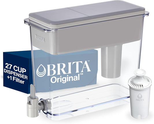 Large Water Dispenser With Standard Filter. BPA-Free. Reduces Copper. Cadmium and Mercury Impurities. Lasts 2 Months or 40 Gallons. Includes 1 Filter. Kitchen Accessories. Large 27-Cup