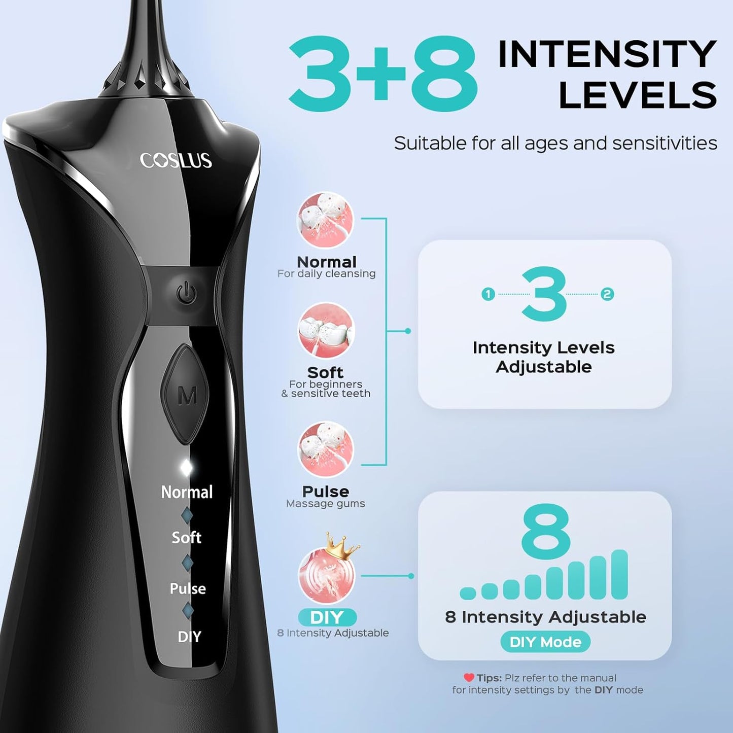 Water Dental Flosser Pick for Teeth: 4 Modes Cordless Portable 300ML Larger Tank Water Teeth Cleaner IPX7 Waterproof Flossing Cleaning Picks for Home Travel C30(FC5360)