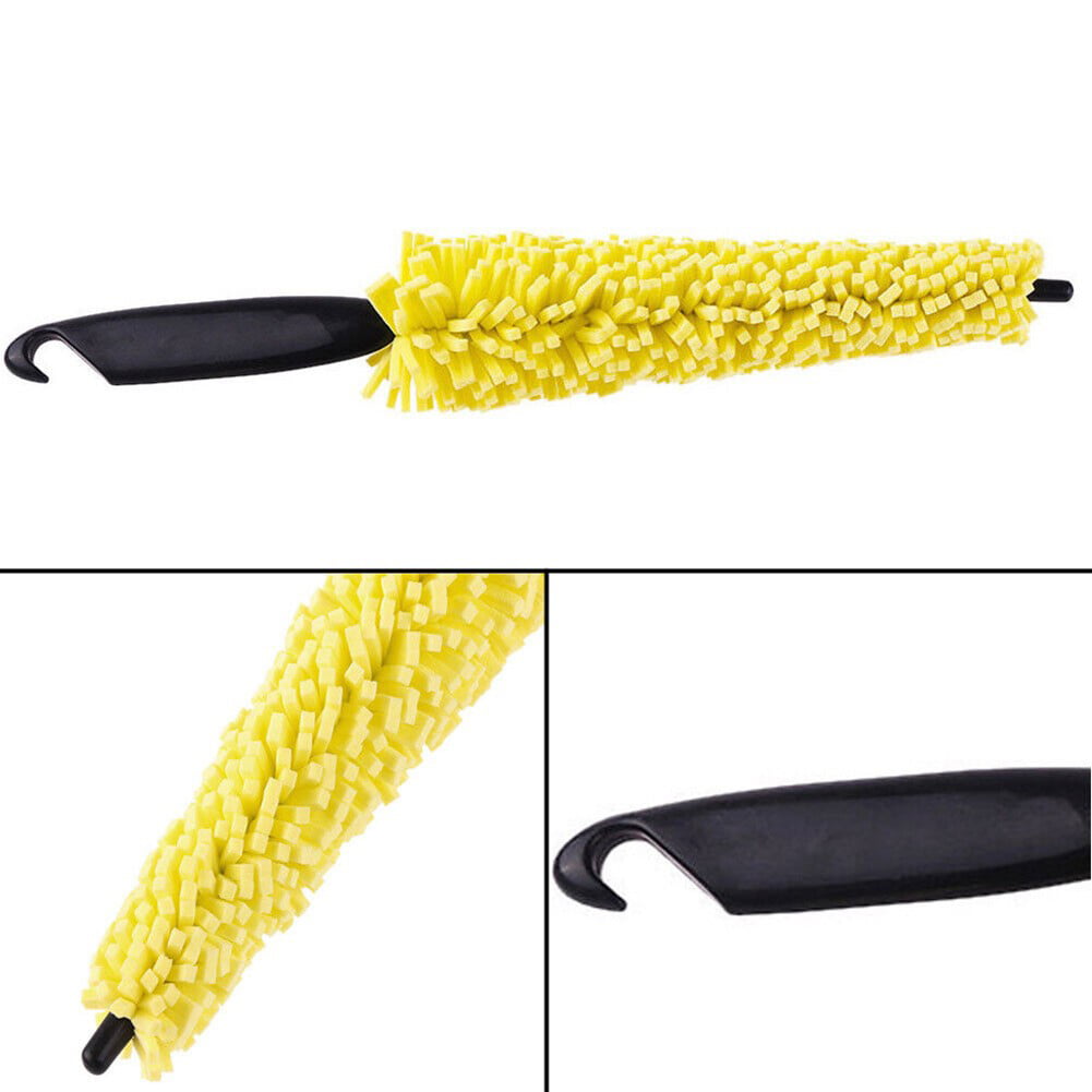 1X Yellow Sponge Car Auto Wheel Hub Brush Tire Tyre Rim Cleaner Tool Accessories