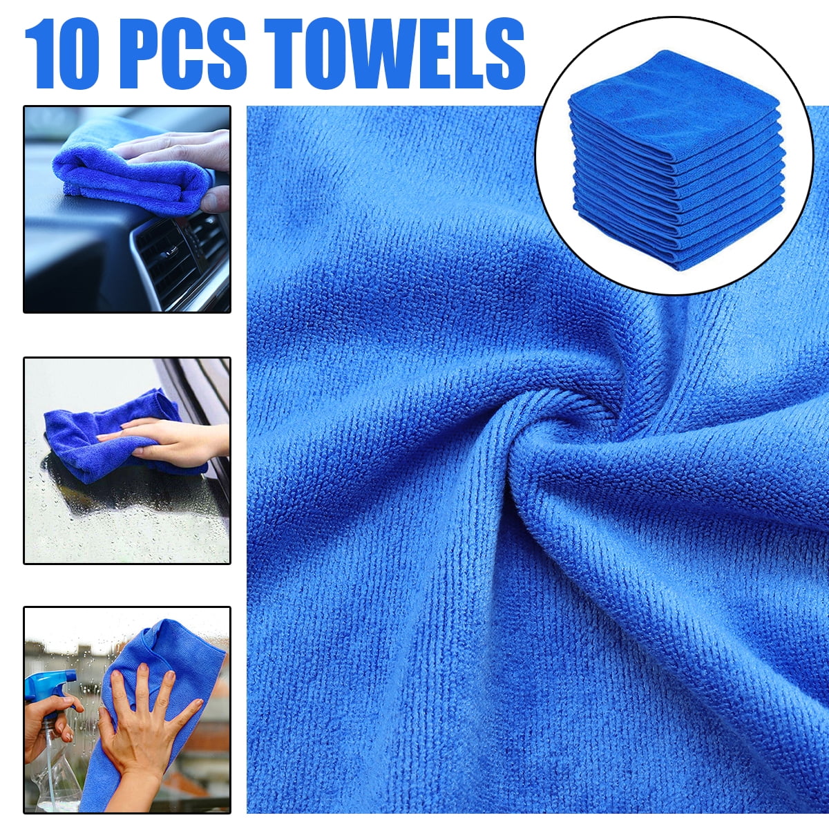 10pcs Microfiber Cleaning Cloth No-Scratch Rag Car Polishing Detailing Towel  for Auto Shops Mechanics ,And Car Wash,