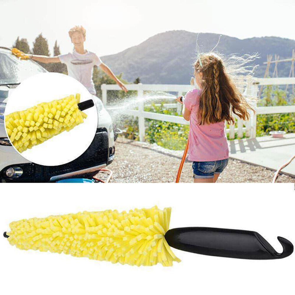 1X Yellow Sponge Car Auto Wheel Hub Brush Tire Tyre Rim Cleaner Tool Accessories
