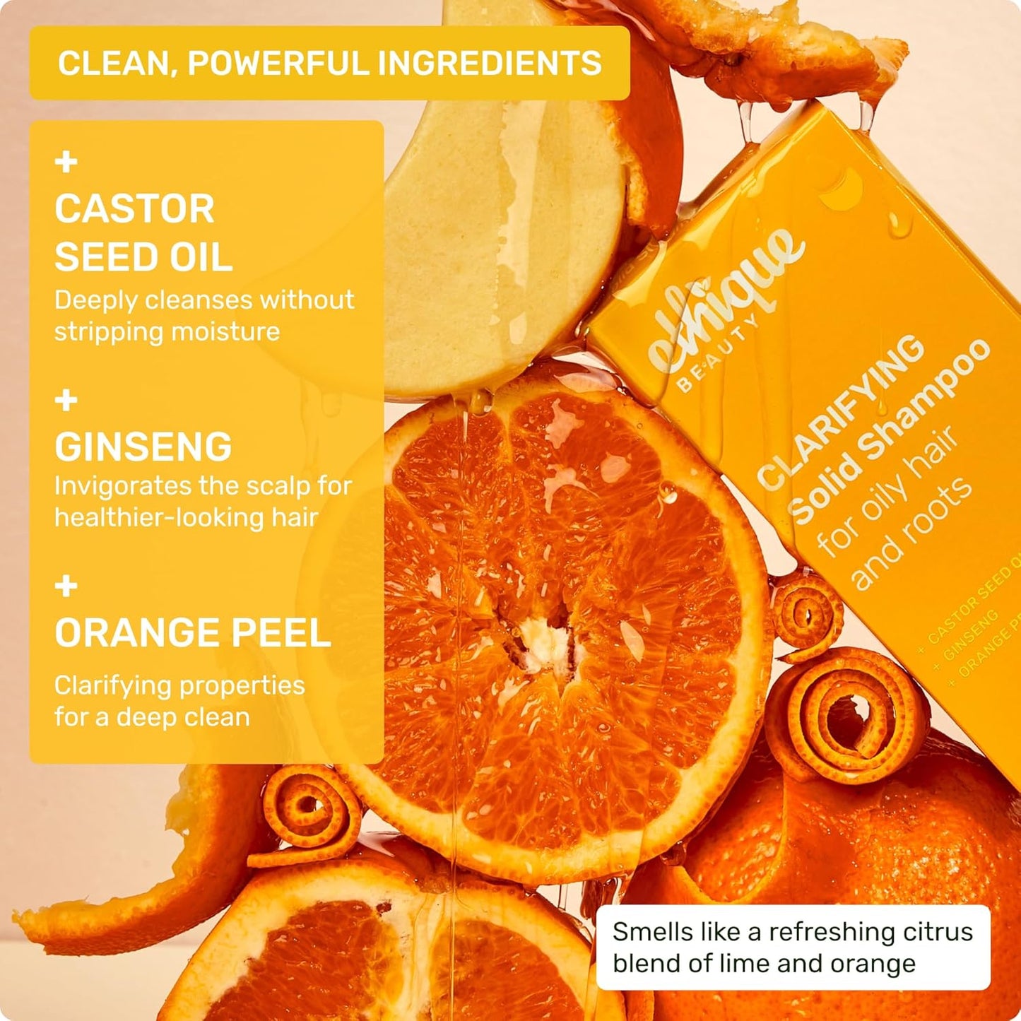 Clarifying Shampoo Bar for oily hair with Castor Oil - Plastic-Free. Vegan. Cruelty-Free. 3.88 oz