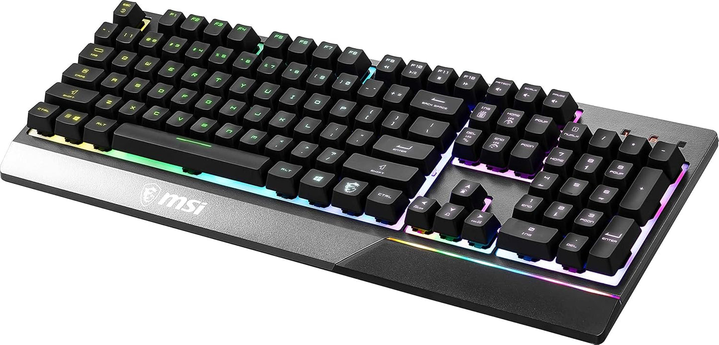Vigor GK30 RGB Gaming Keyboard. 6-Zone RGB Lighting. Water Repellent & Splash-Proof. Mechanical-Like Plunger Switches. Black
