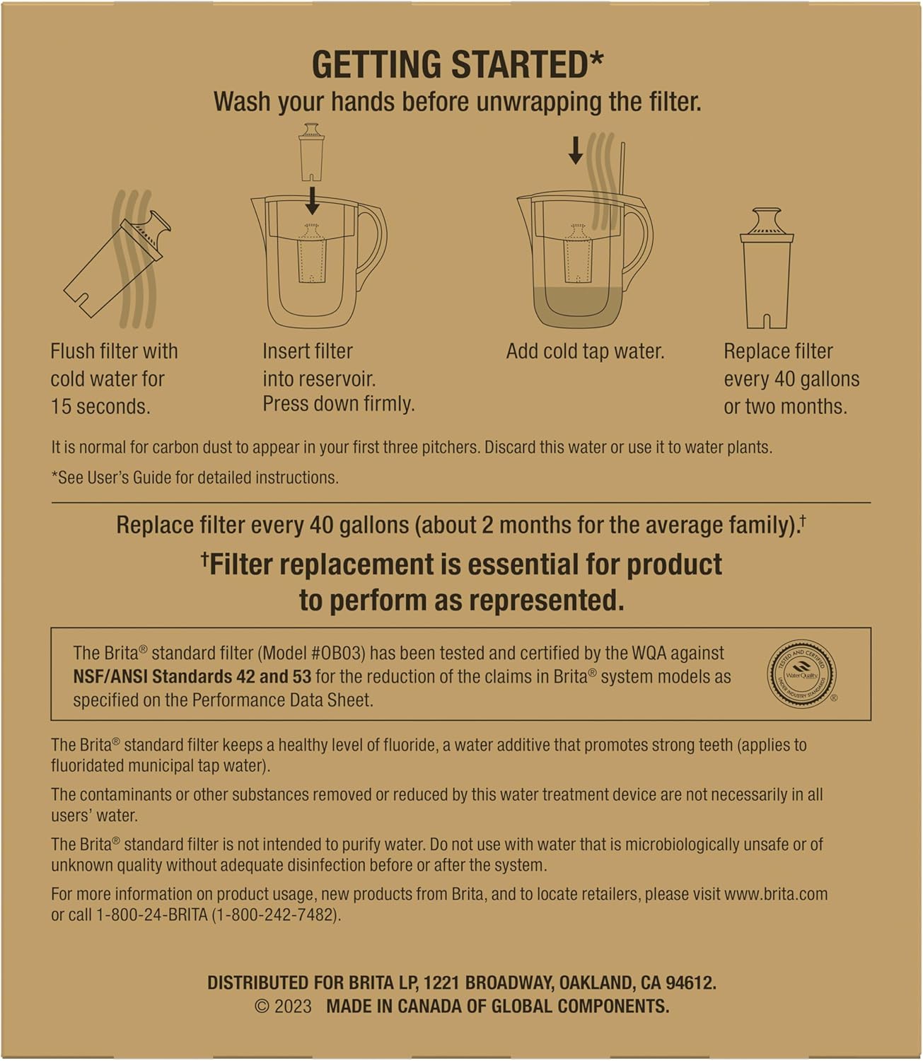 Standard Water Filter for Pitchers and Dispensers. BPA-Free. Replaces 1.800 Plastic Water Bottles a Year. Lasts Two Months or 40 Gallons. Includes 2 Filters