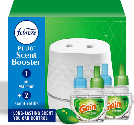 Scent Booster Starter Kit. Oil Diffuser. Air Freshener Plug In. Continuous Scent Device + 2 Gain Original Refills