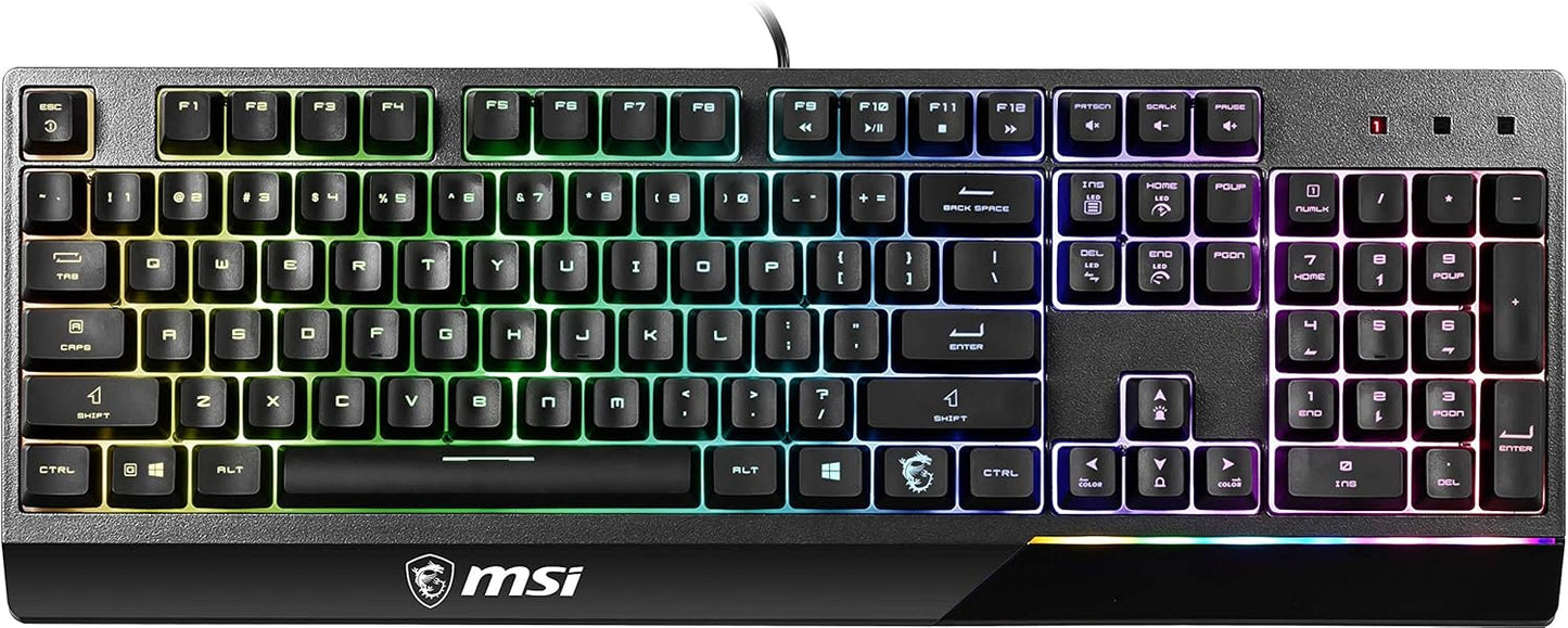 Vigor GK30 RGB Gaming Keyboard. 6-Zone RGB Lighting. Water Repellent & Splash-Proof. Mechanical-Like Plunger Switches. Black