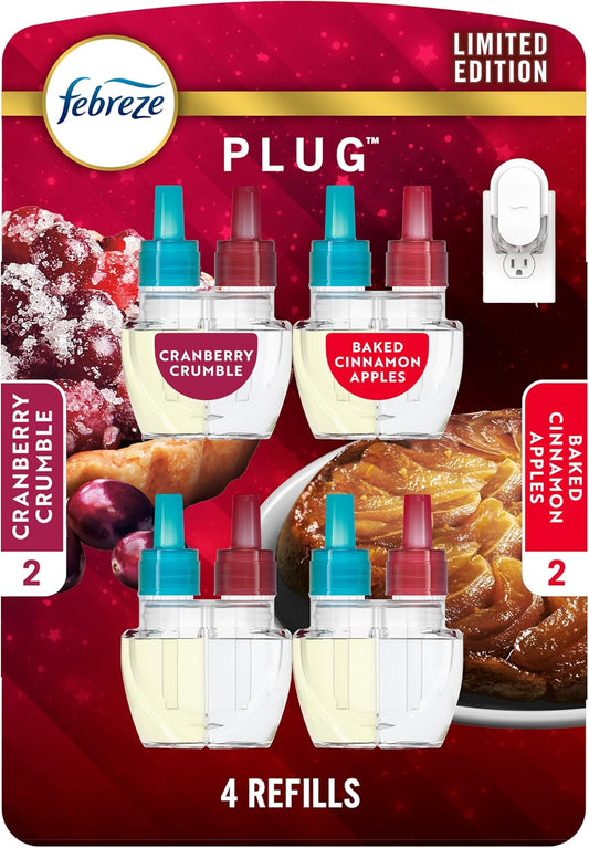 Odor-Fighting Fade Defy PLUG Air Freshener Baked Cinnamon Apple. Cranberry Crumble. .87 fl. oz. Oil Refill. 2 of Each