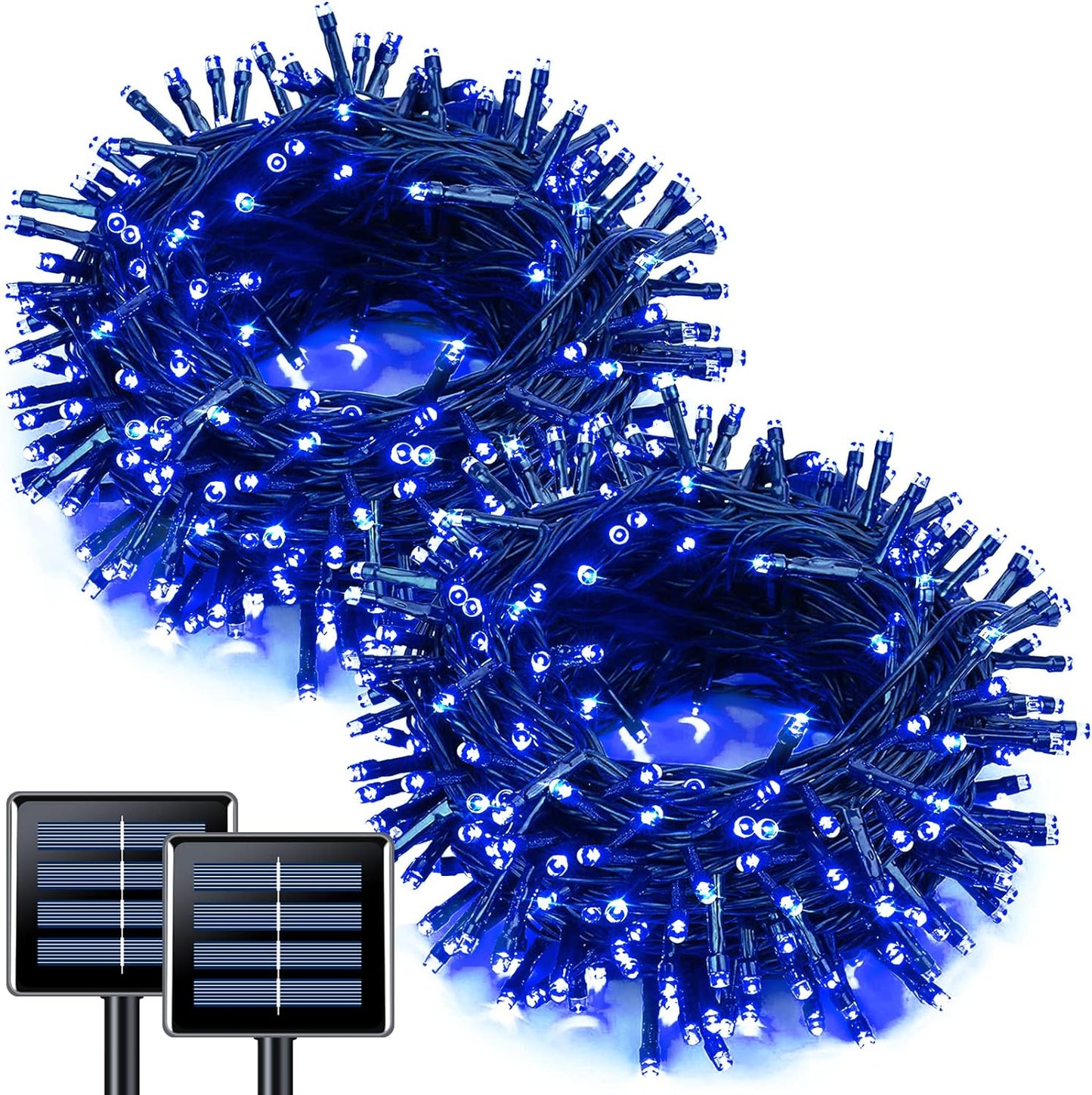 2 Pack Red White and Blue Solar Lights 100LED 33ft Patriot Solar String Lights Waterproof. 8 Modes 4th of July Lights for Independence Day. Gardens. Tree. Outdoor 4th of July Decorations