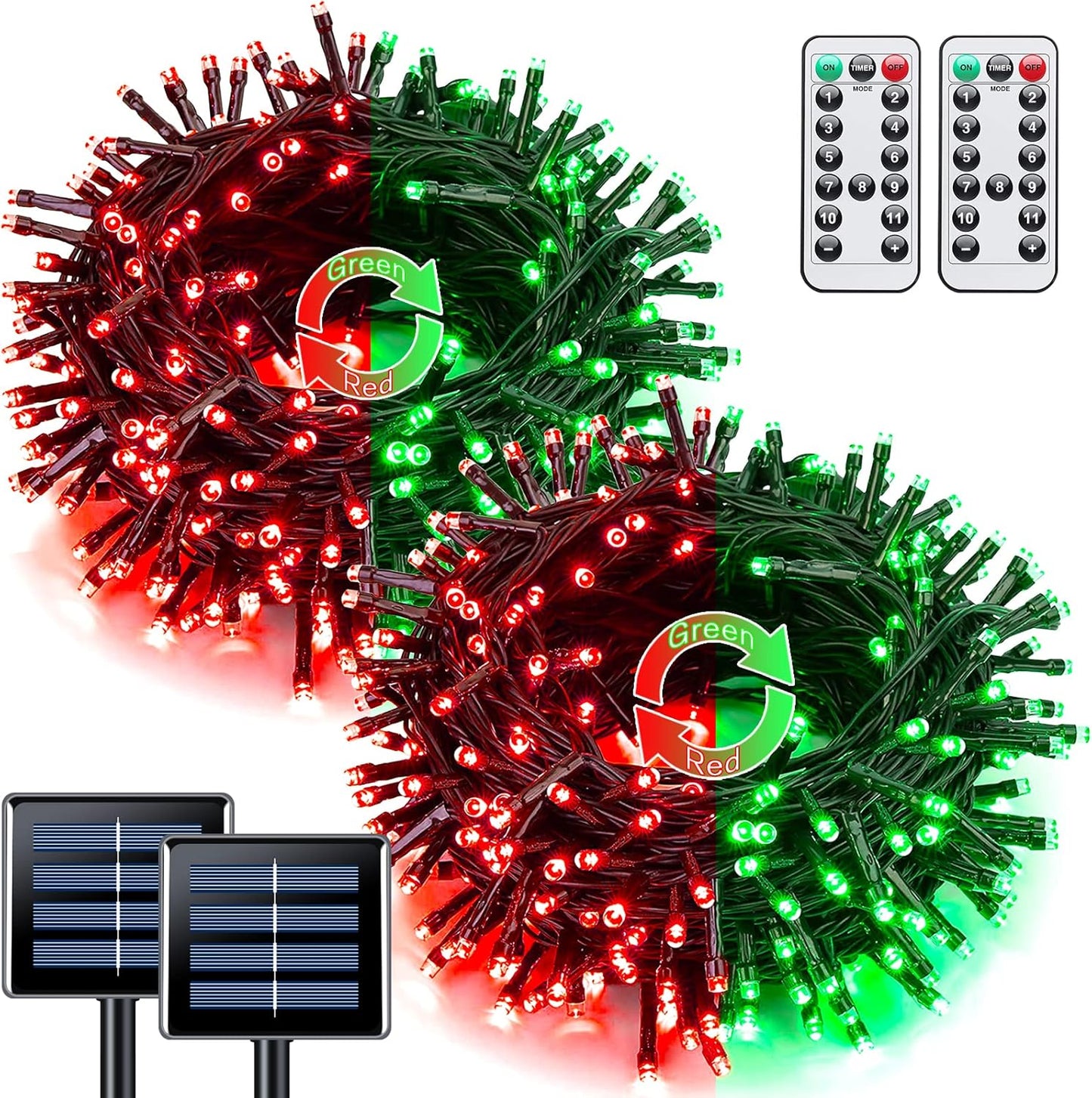 2 Pack Red White and Blue Solar Lights 100LED 33ft Patriot Solar String Lights Waterproof. 8 Modes 4th of July Lights for Independence Day. Gardens. Tree. Outdoor 4th of July Decorations
