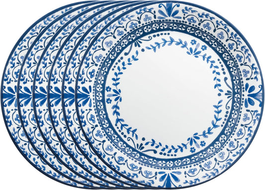 6 PIECE Dinner Plates Set. Triple Layer Glass and Chip Resistant. Lightweight Round Plates. Portofino